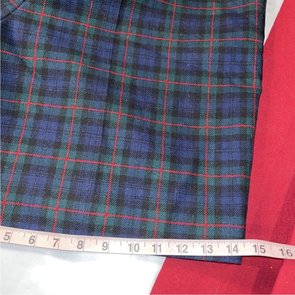 90s Pendleton blue green PLAID pleated wool SHORTS, size 18 Lined Argyle Tartan - Picture 5 of 16